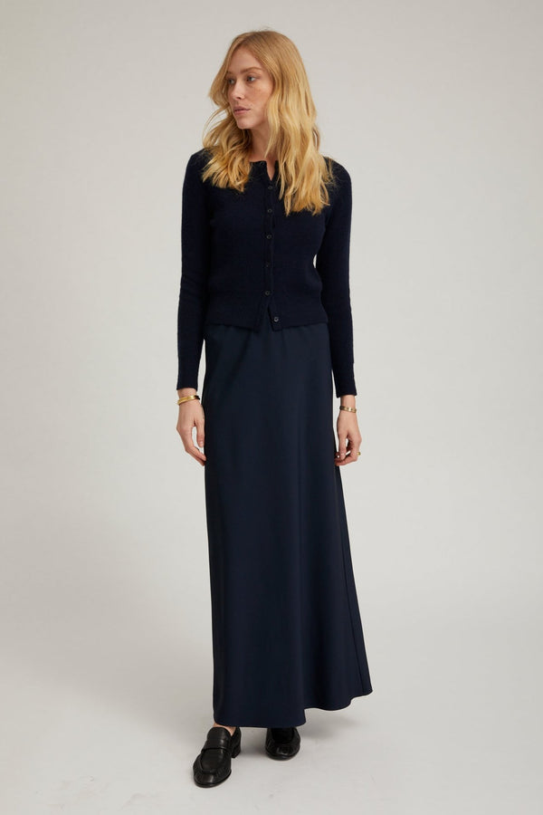 Sprwmn Navy Crepe Bias Maxi Skirt Navy