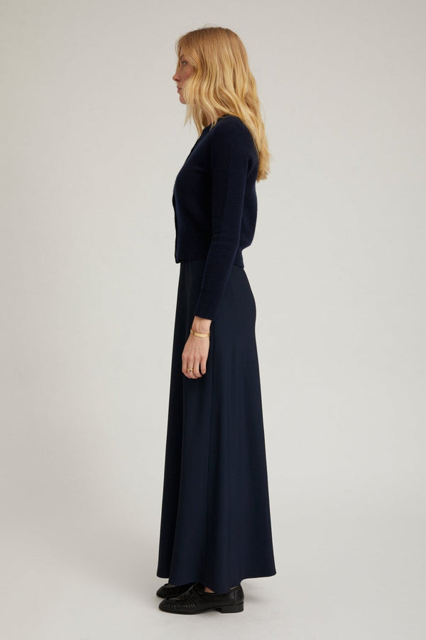 Sprwmn Navy Crepe Bias Maxi Skirt Navy