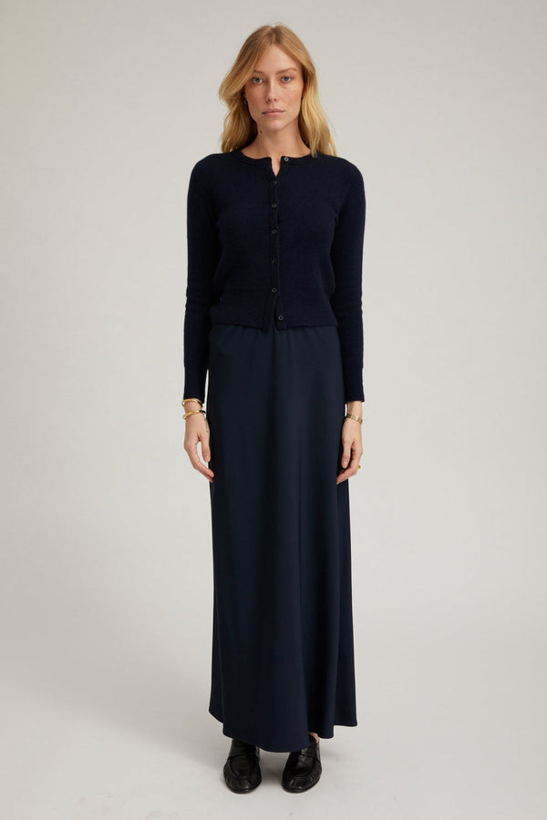 sprwmn Navy Crepe Bias Maxi Skirt Navy