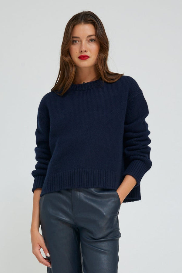 Sprwmn Navy Heavy Cashmere Sweater Navy