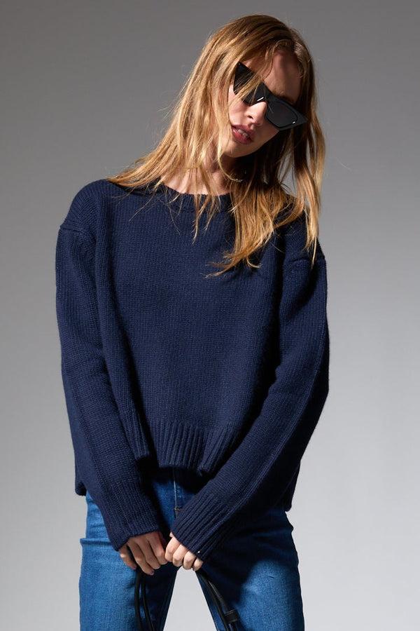 sprwmn Navy Heavy Cashmere Sweater Navy