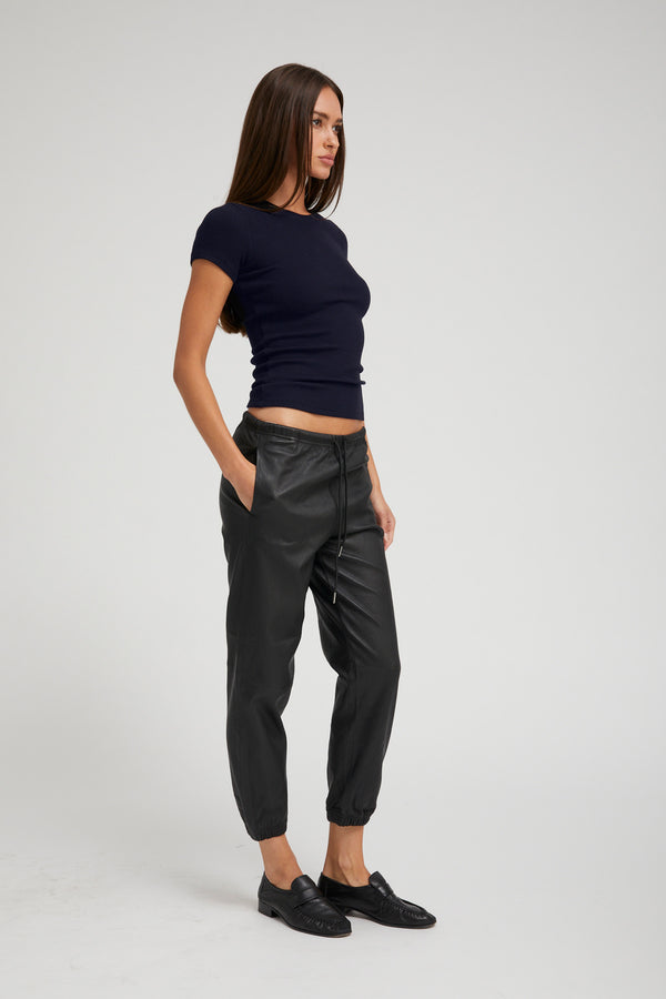 Sprwmn Navy Rib Baby Tee Navy