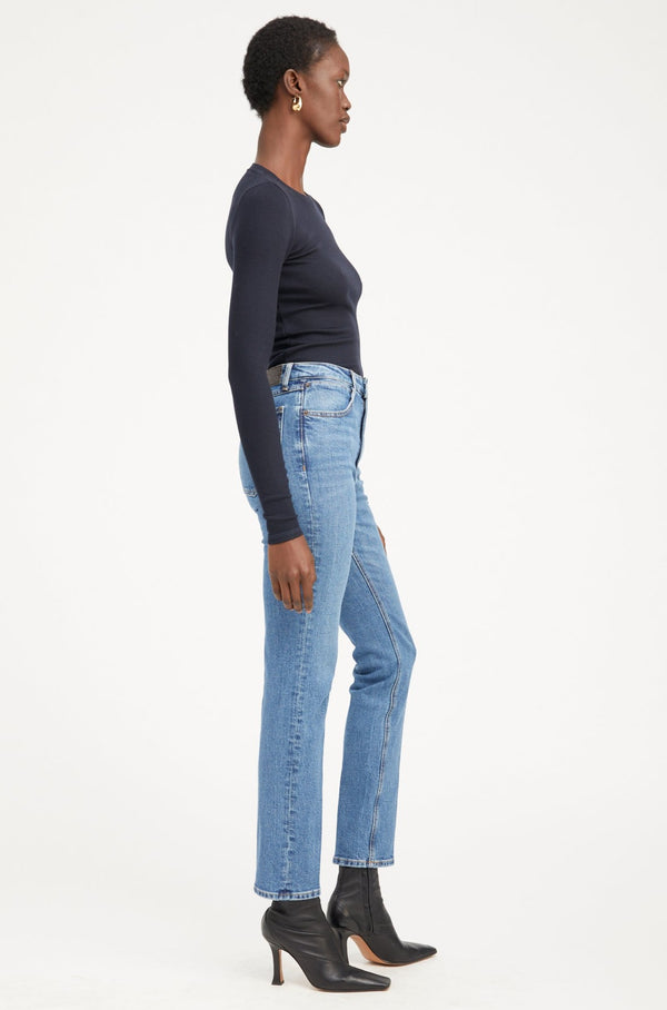 Sprwmn Navy Rib Long Sleeve Baby Tee Navy