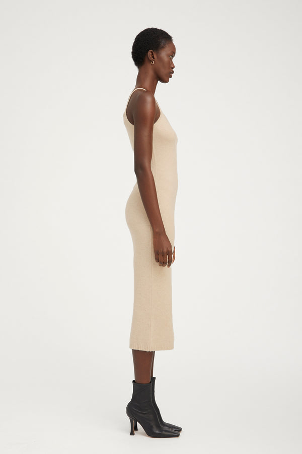 Sprwmn Oat Cashmere Tank Dress Oat