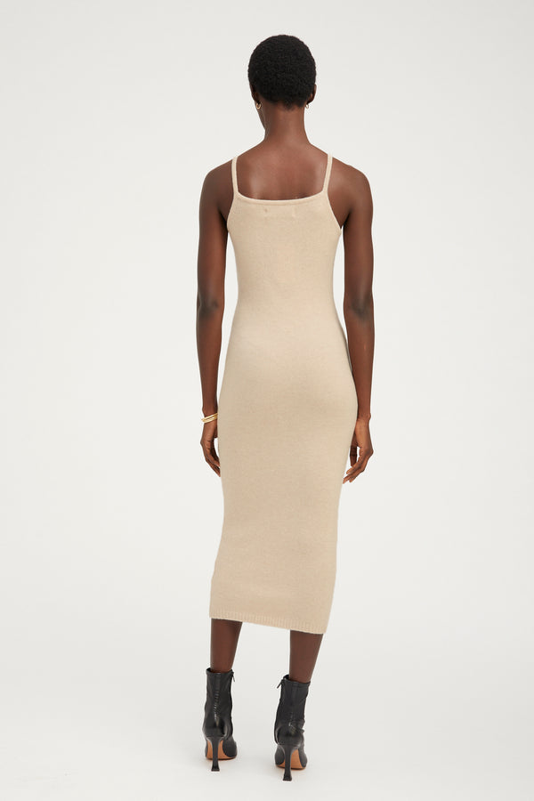 Sprwmn Oat Cashmere Tank Dress Oat