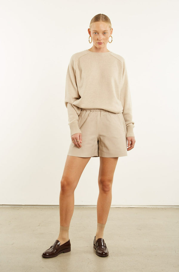 sprwmn Off White Leather Culotte Shorts Off White