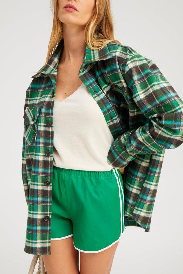sprwmn Plaid Shacket GREEN PLAID