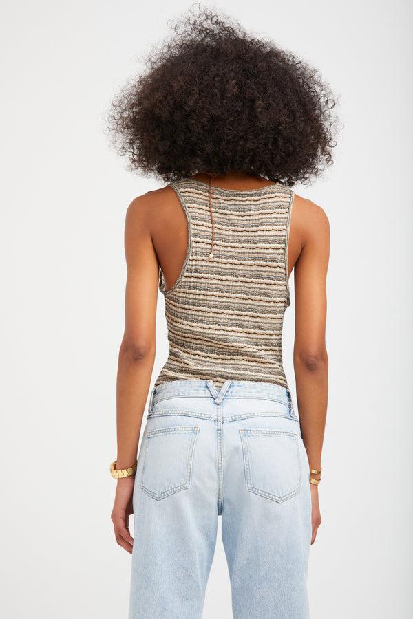 Sprwmn Pointelle Tank STRIPED POINTELLE