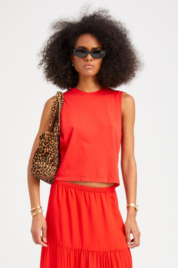 sprwmn Red Cotton Muscle Tee RED