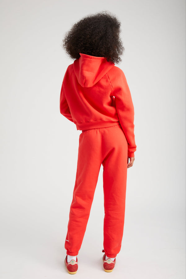 Sprwmn Red Cotton Shrunken Zip Up Hoodie RED