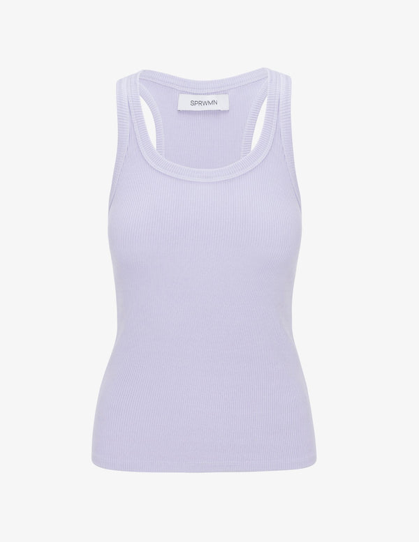sprwmn Rib Fitted Scoop Tank LAVENDER