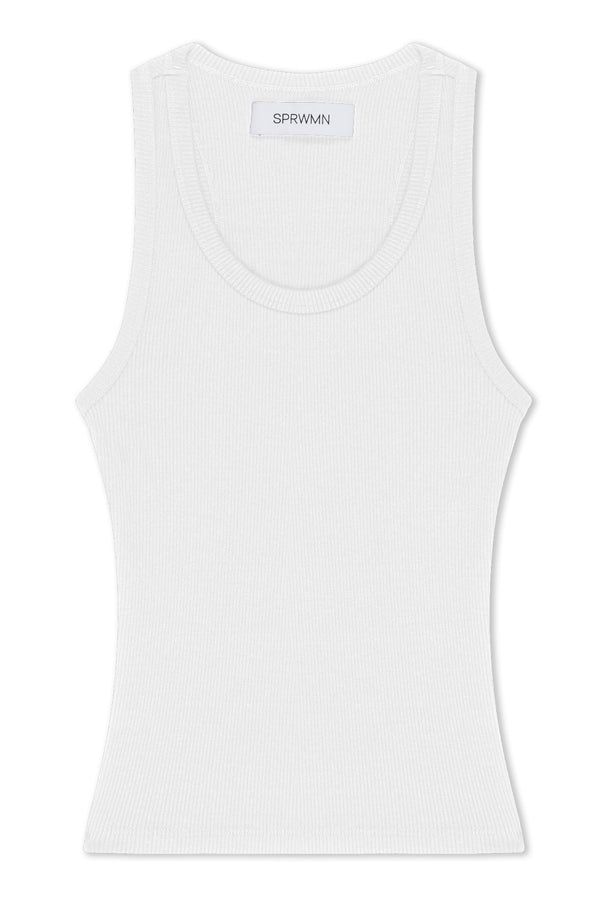 Sprwmn Rib Fitted Scooped Tank White