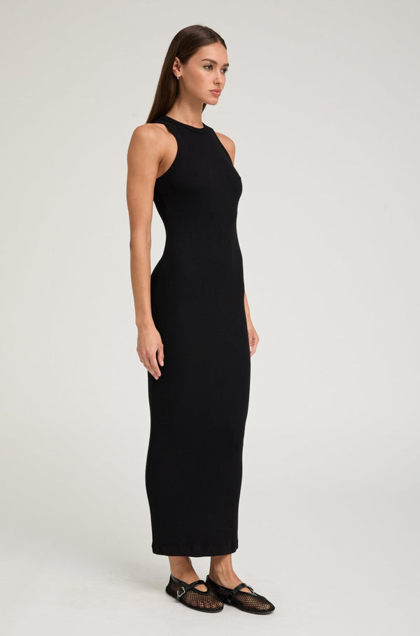 Sprwmn Rib Racer Maxi Dress Black