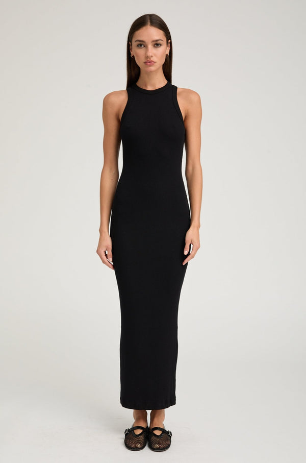 sprwmn Rib Racer Maxi Dress Black