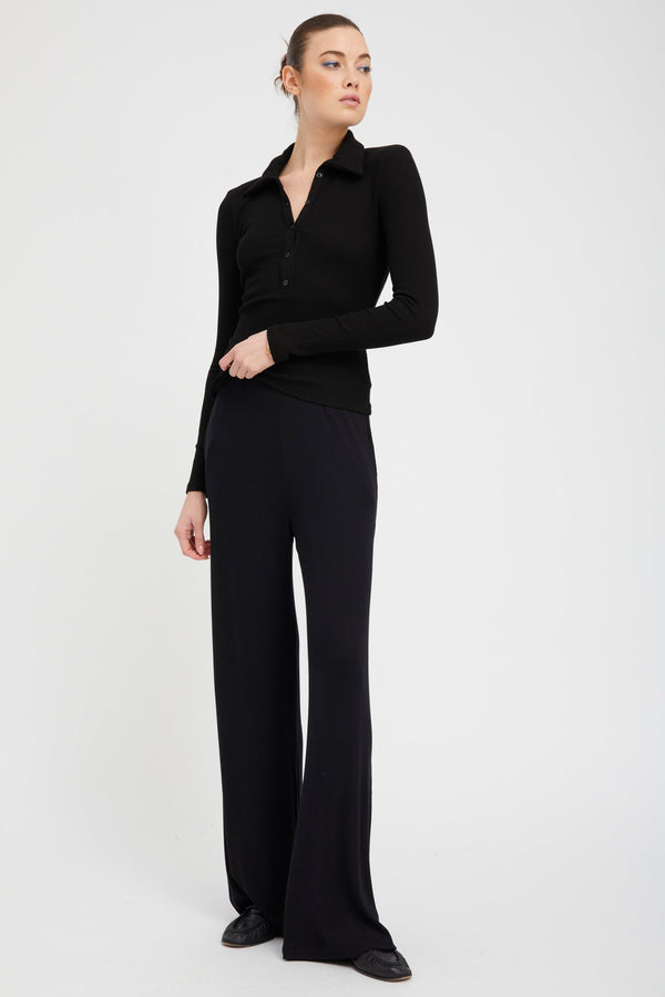 Sprwmn Rib Wide Leg Pants Black