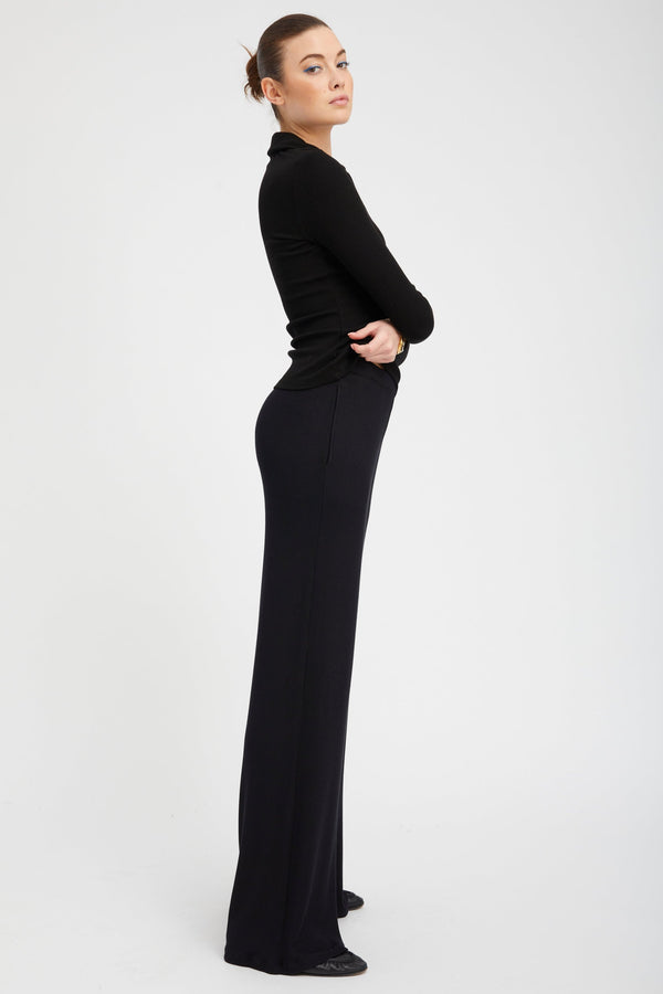Sprwmn Rib Wide Leg Pants Black