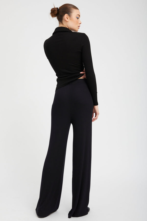 Sprwmn Rib Wide Leg Pants Black