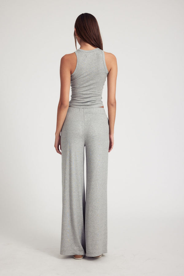 Sprwmn Rib Wide Leg Pants Heather Grey