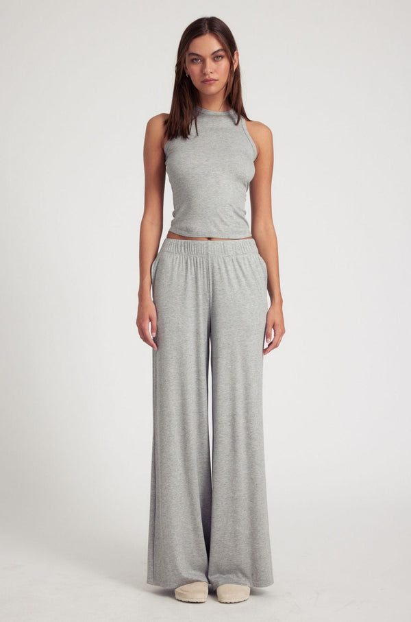 sprwmn Rib Wide Leg Pants Heather Grey