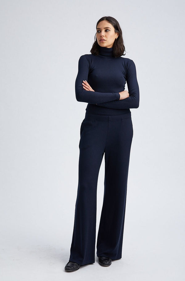 Sprwmn Rib Wide Leg Pants Navy