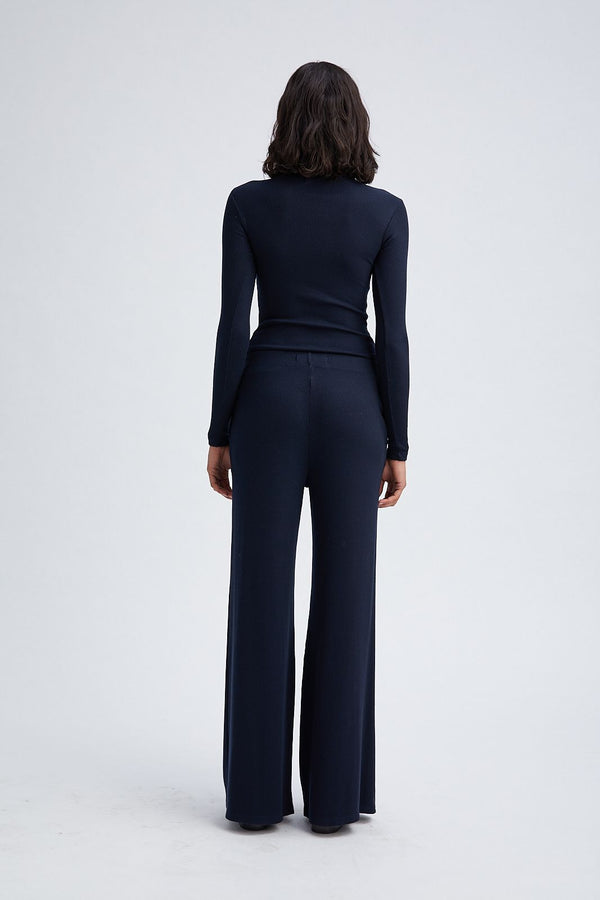 Sprwmn Rib Wide Leg Pants Navy