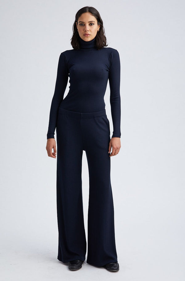 sprwmn Rib Wide Leg Pants Navy