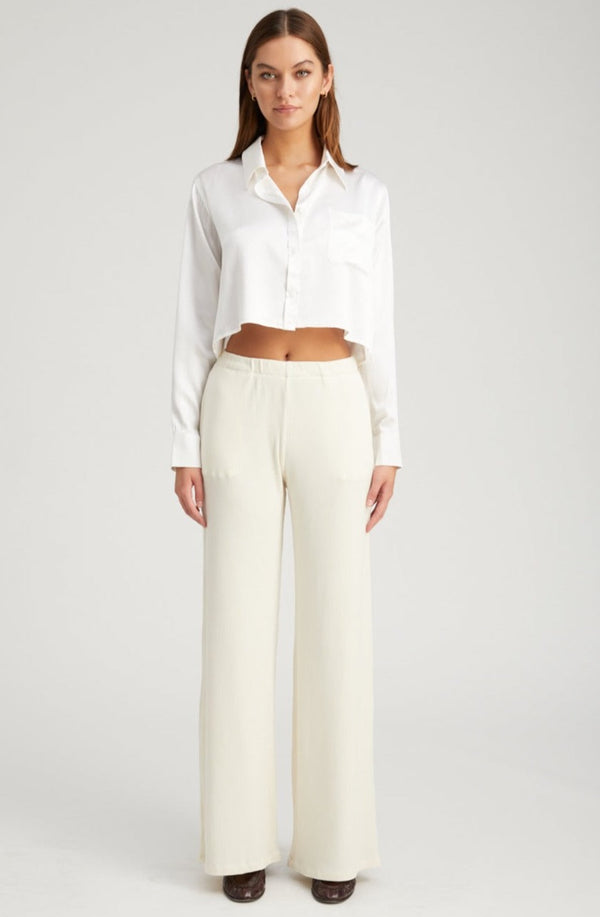 sprwmn Rib Wide Leg Pants Off White