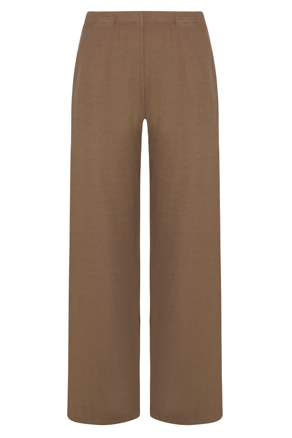 sprwmn Rib Wide Leg Pants TRUFFLE