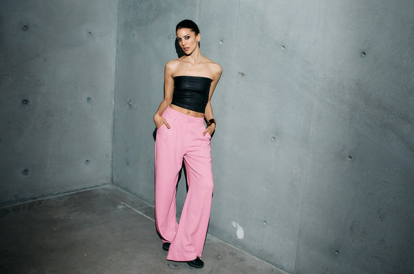 Sprwmn Rose Crepe Pleated Trousers Rose