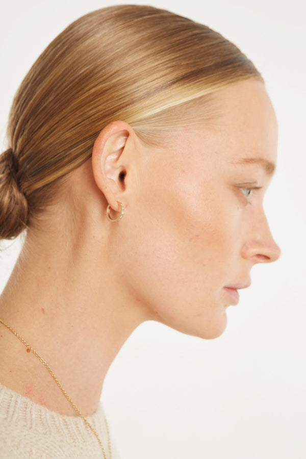 sprwmn Rose Gold Diamond Baguette Hoops