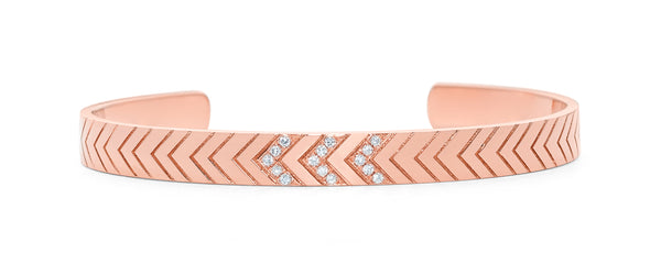 Sprwmn Rose Gold Tri-Diamond Chevron Cuff