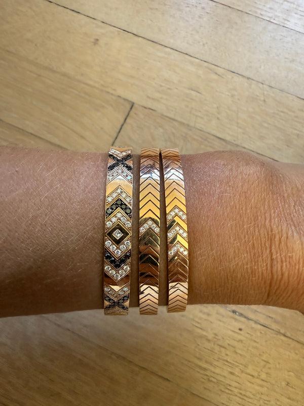sprwmn Rose Gold Tri-Diamond Chevron Cuff