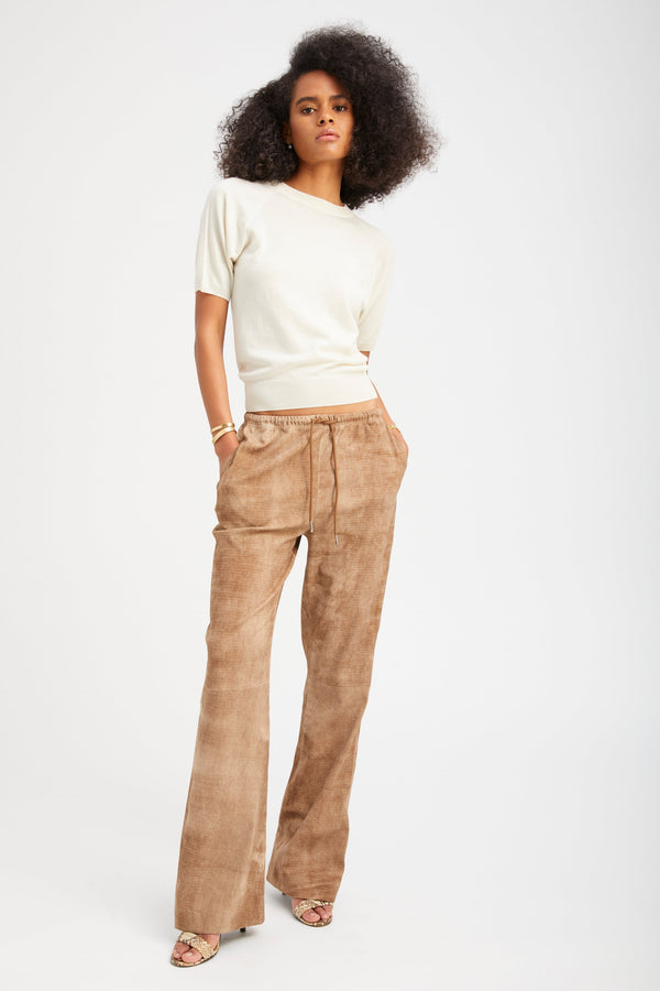 sprwmn Sepia Suede Straight Leg Pants SEPIA