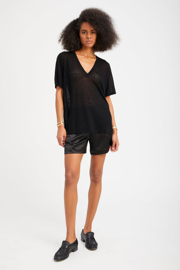 sprwmn Silk Culotte Shorts BLACK