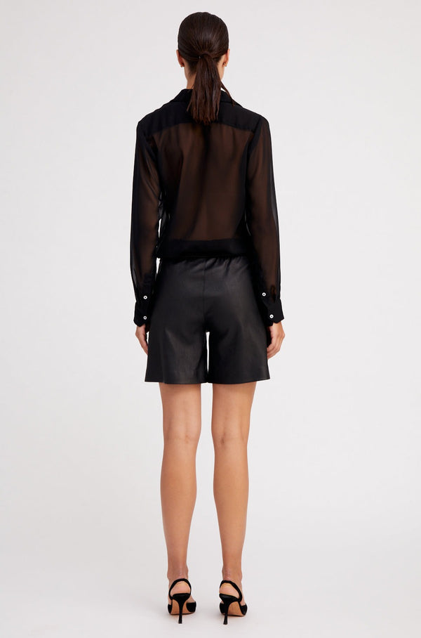 Sprwmn Silk Fitted Button Down Black