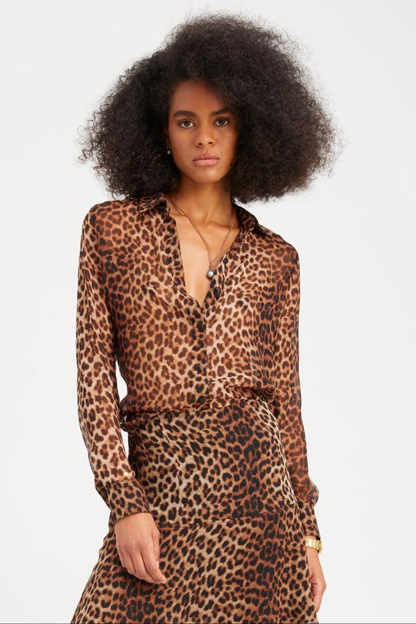 sprwmn Silk Fitted Button Down JAGUAR