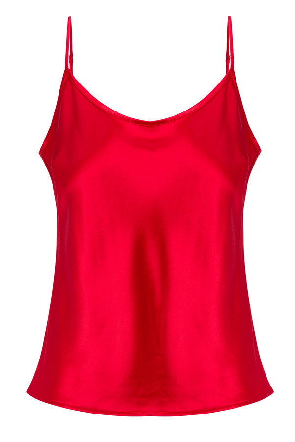 Sprwmn Silk Spaghetti Strap Cami RED