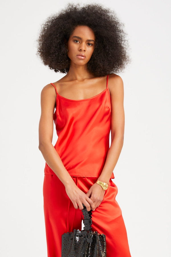 sprwmn Silk Spaghetti Strap Cami RED