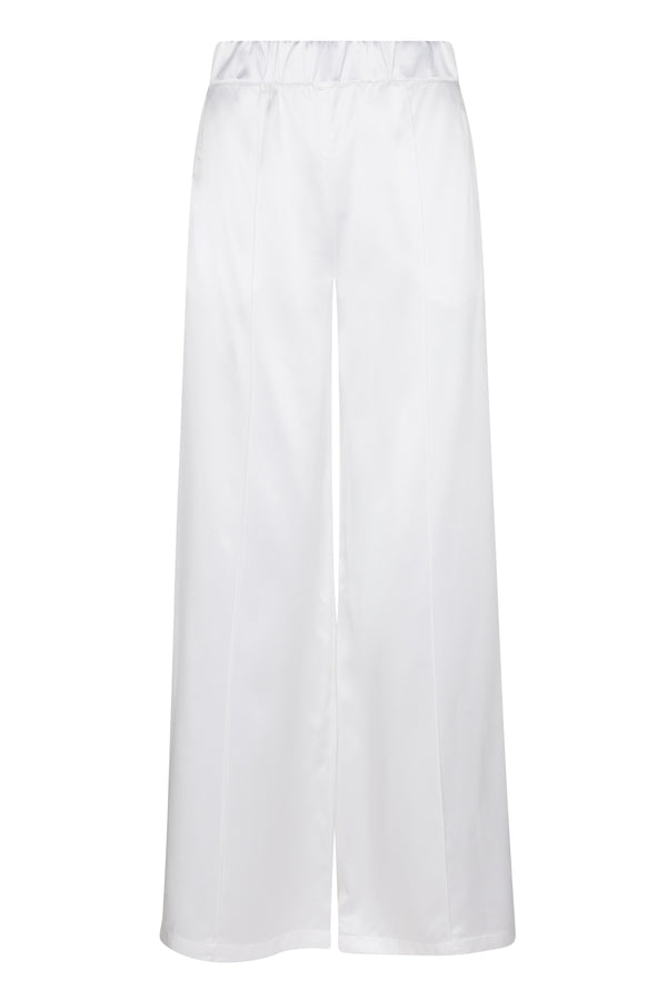 Sprwmn Silk Wide Leg Pintuck Pants White