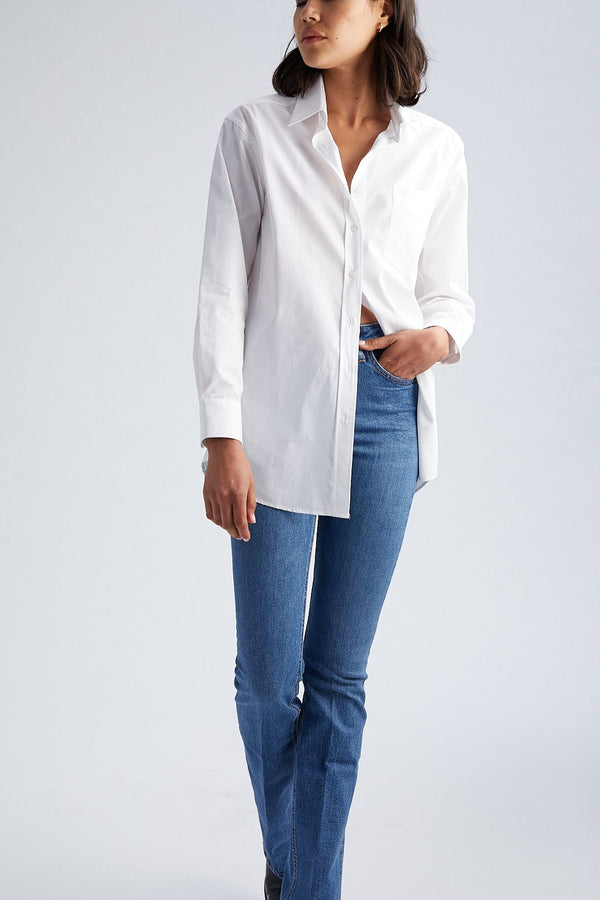 Sprwmn Slim Fit Button Down With Pocket White