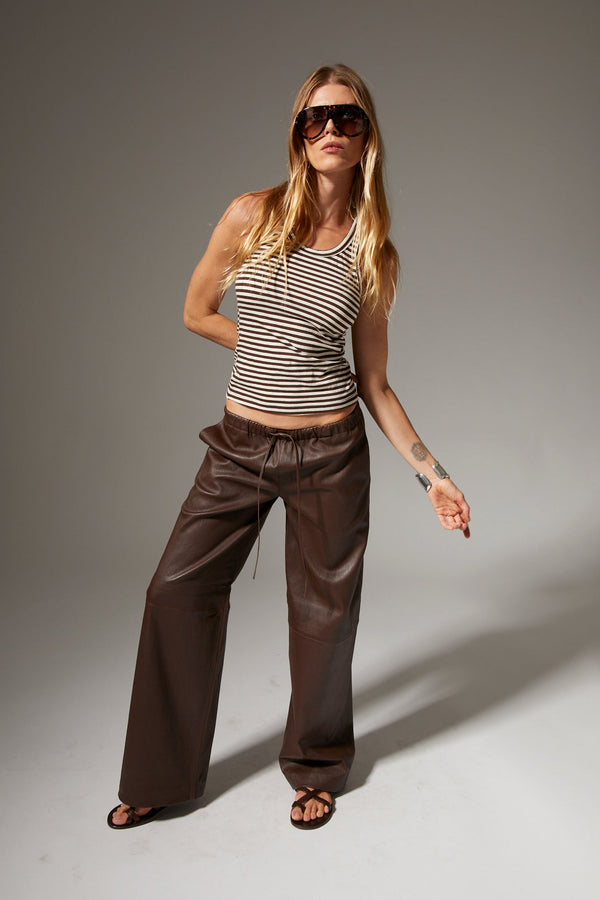 Sprwmn Striped Fitted Scoop Tank AMERICANO STRIPE