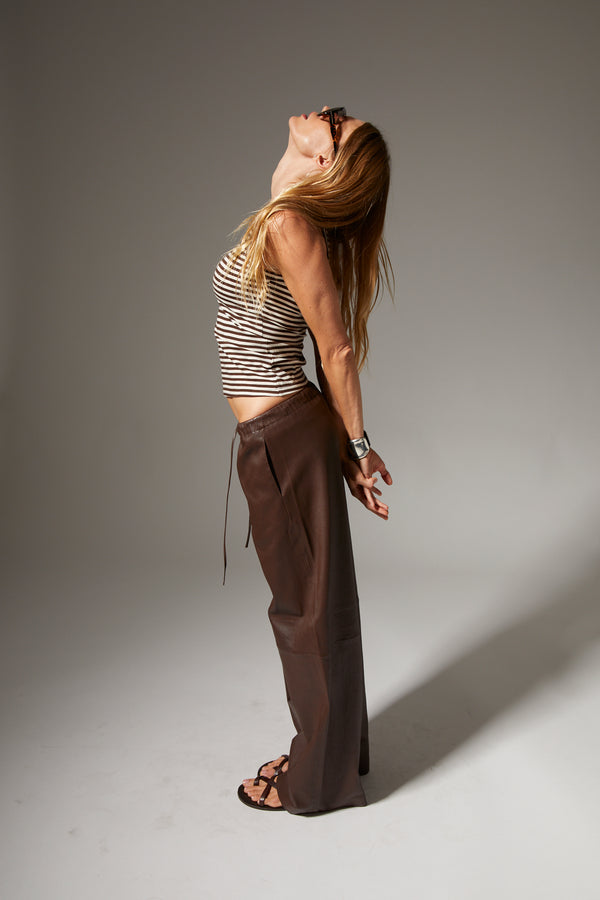 Sprwmn Striped Fitted Scoop Tank AMERICANO STRIPE