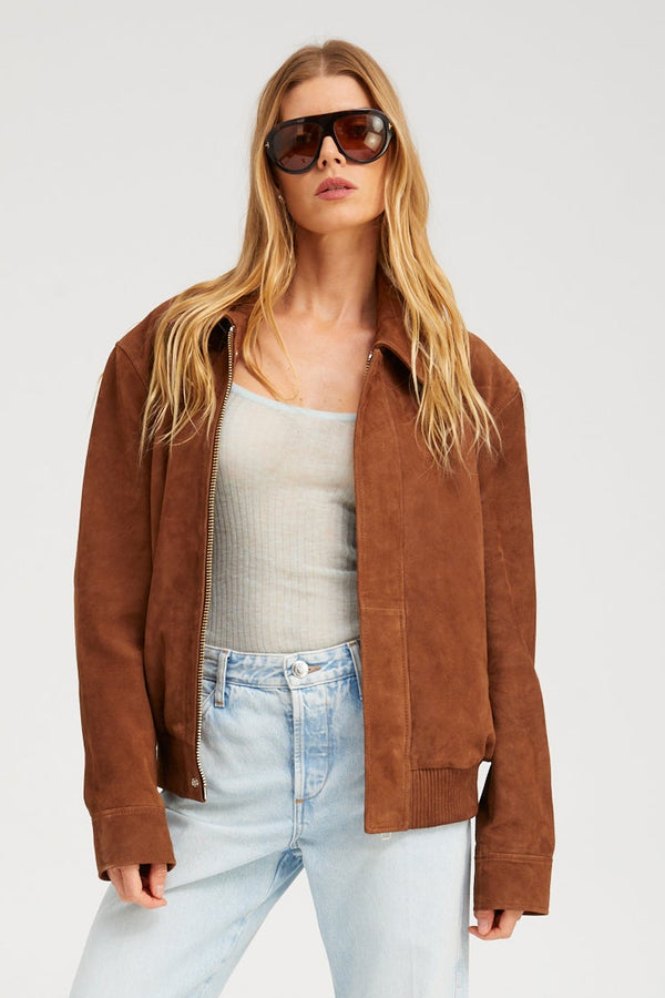 sprwmn Suede Bruna Jacket DARK COGNAC