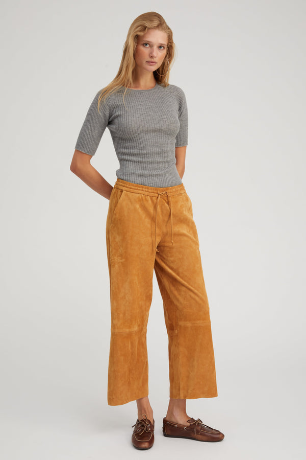 Sprwmn Suede Cropped Baggy Pants Nutmeg