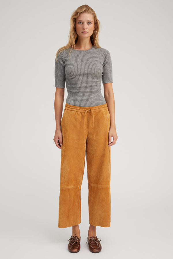 Sprwmn Suede Cropped Baggy Pants Nutmeg