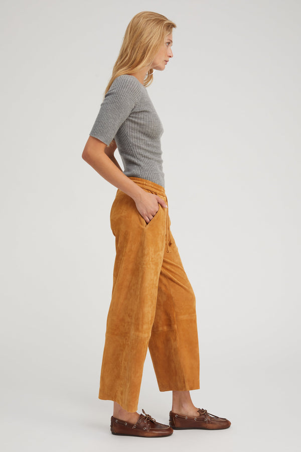 Sprwmn Suede Cropped Baggy Pants Nutmeg