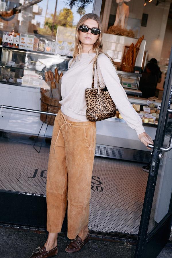 sprwmn Suede Cropped Baggy Pants Nutmeg