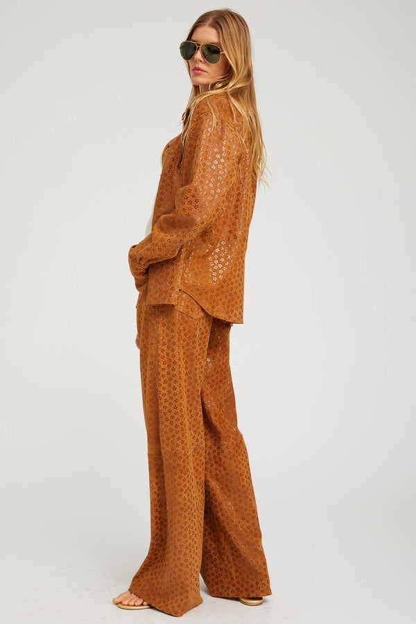 Sprwmn Suede Elise Button Down COGNAC FLOWER