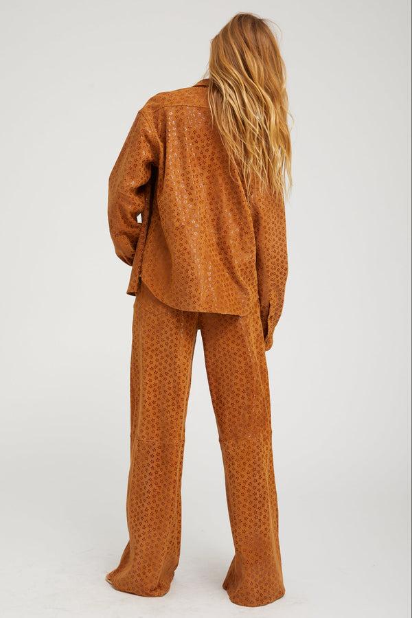 Sprwmn Suede Elise Button Down COGNAC FLOWER