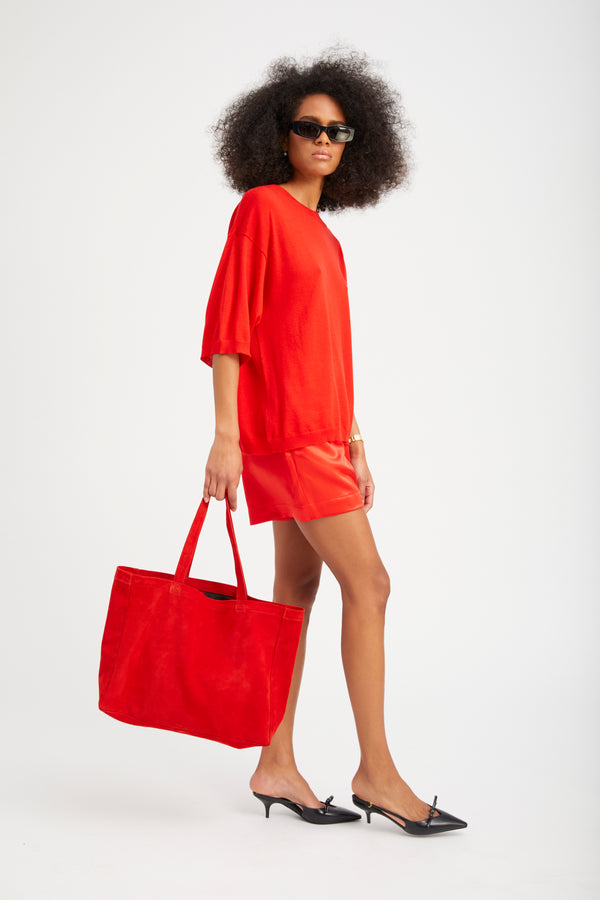 Sprwmn Suede Everyday Tote Red
